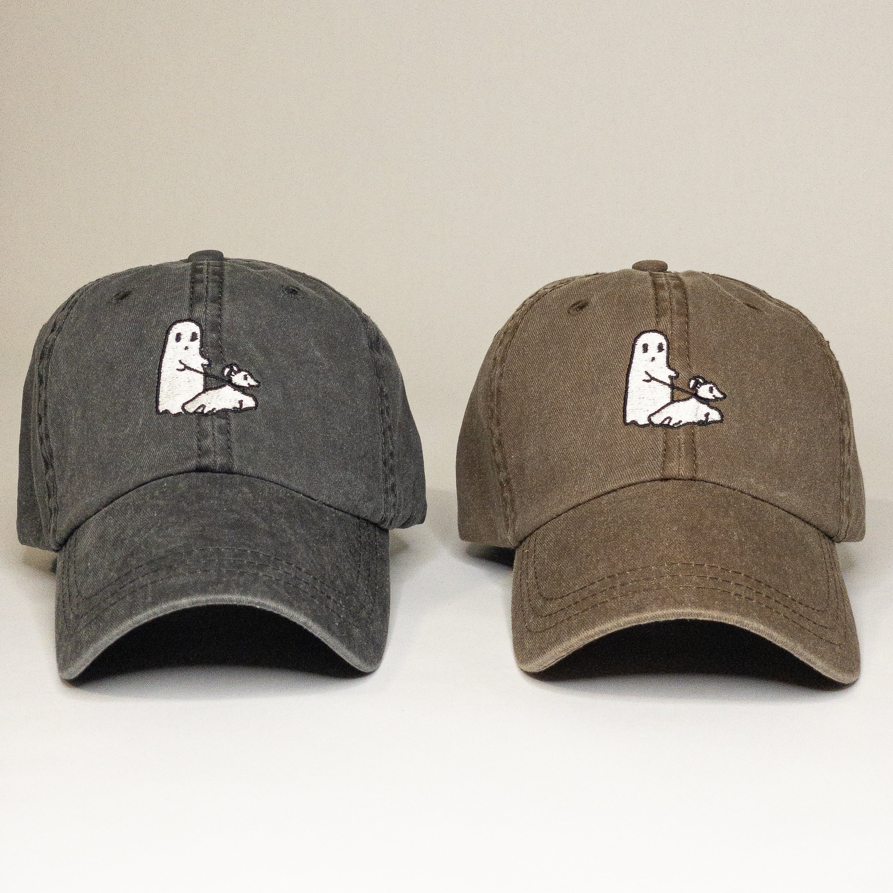 Ghost walking Dog Embroidered Vintage Dad Hat