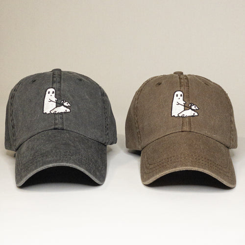Ghost walking Dog Embroidered Vintage Dad Hat
