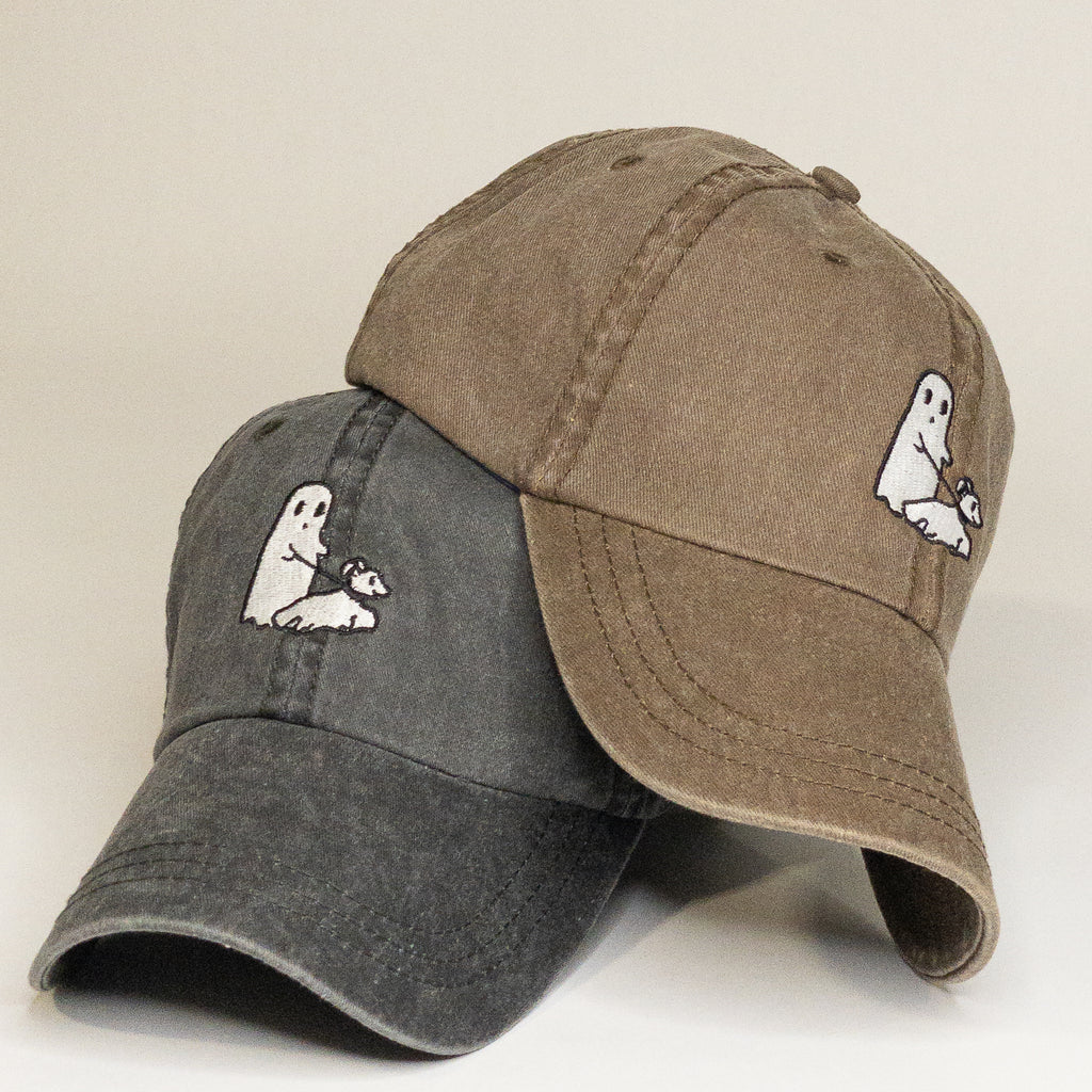 Ghost walking Dog Embroidered Vintage Dad Hat