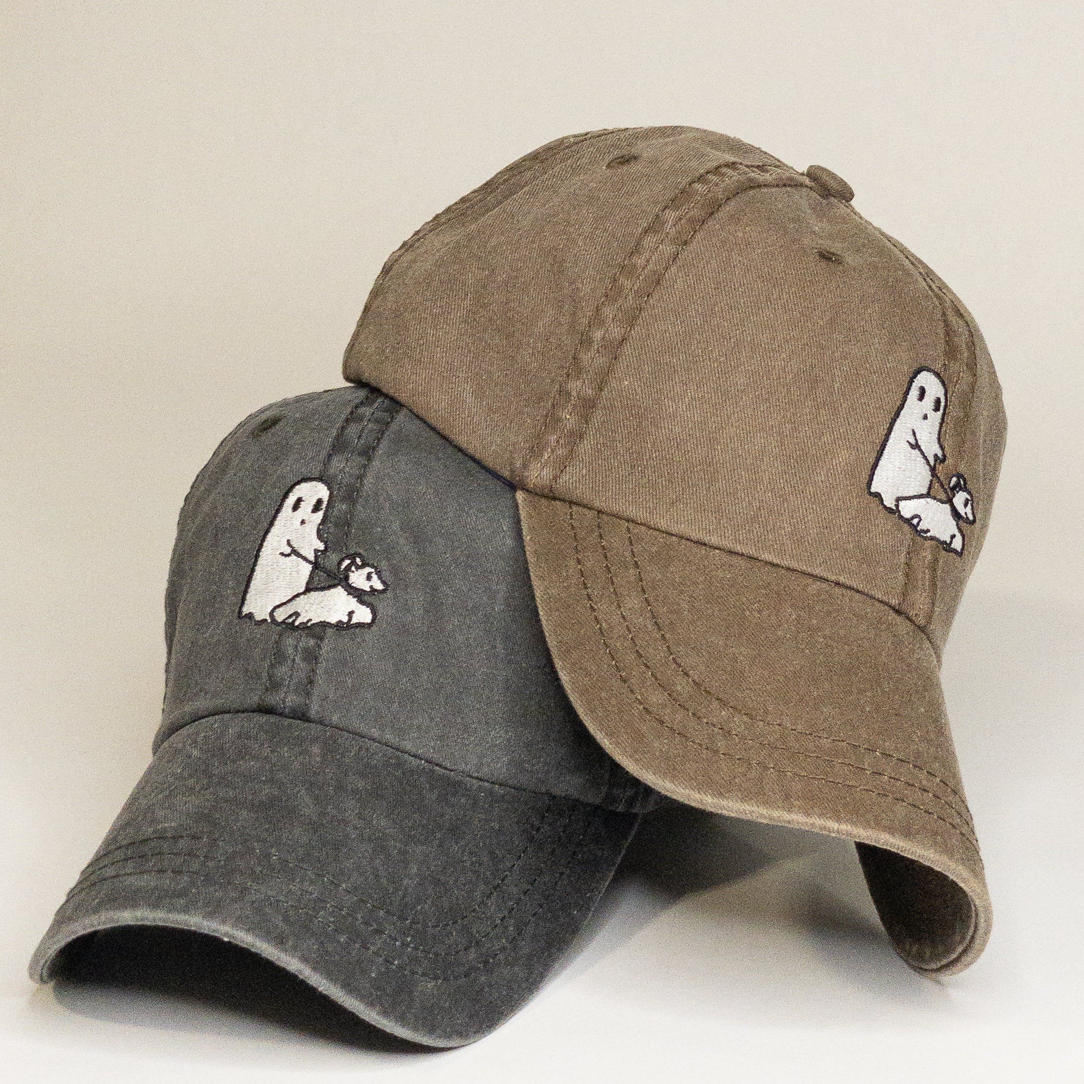 Ghost walking Dog Embroidered Vintage Dad Hat