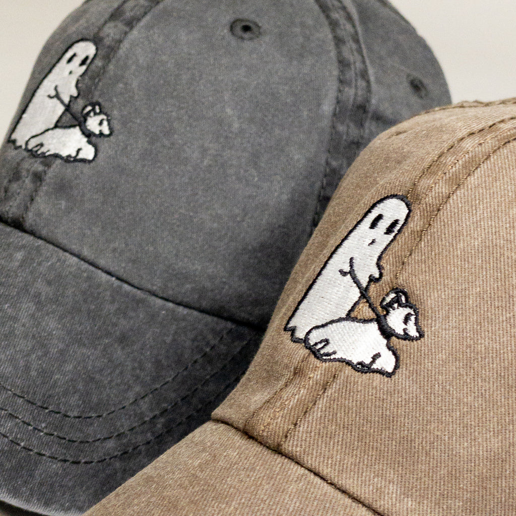 Ghost walking Dog Embroidered Vintage Dad Hat