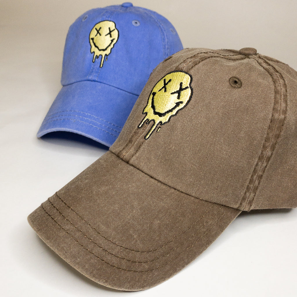 Melting Smiley Face Embroidered Vintage Dad Hat