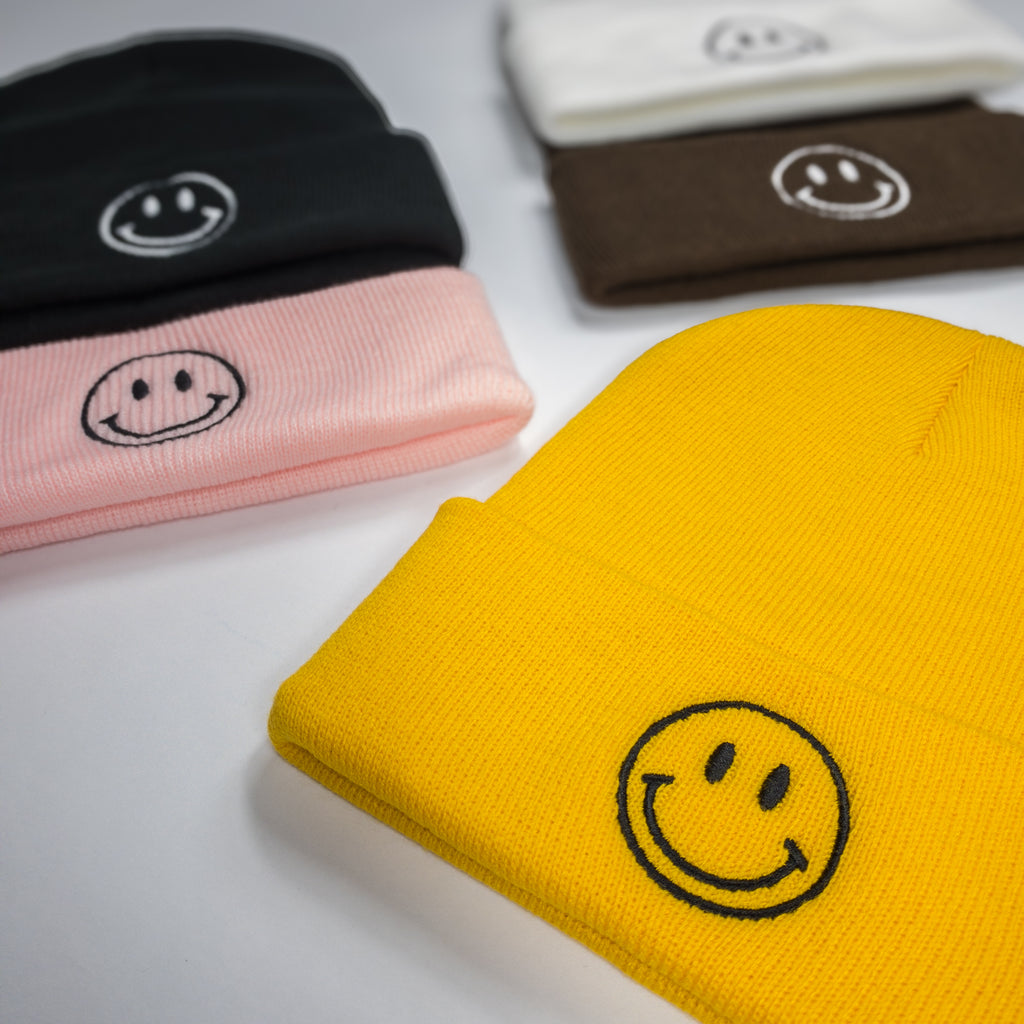 Smiley Face Embroidered Beanie