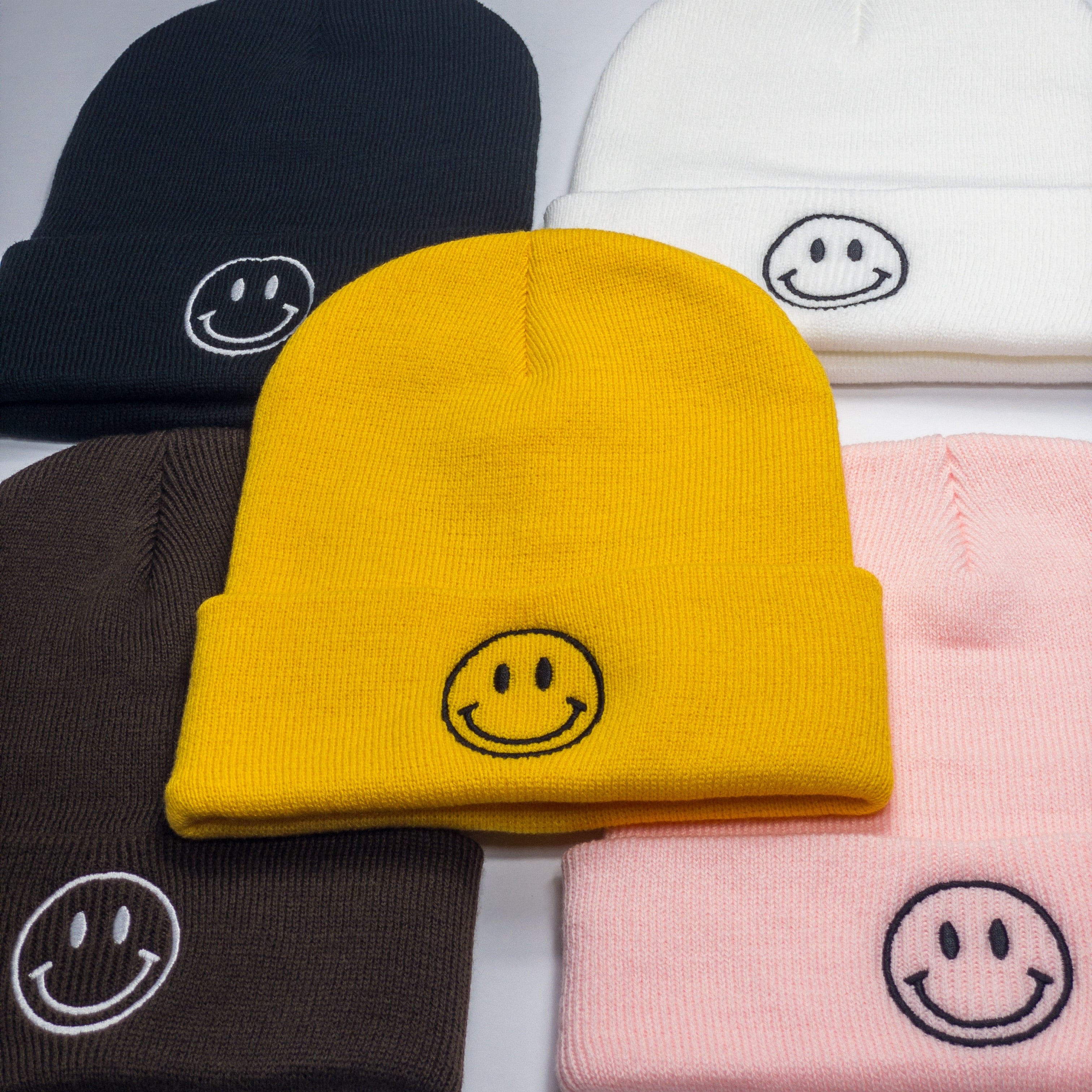 Smiley Face Embroidered Beanie