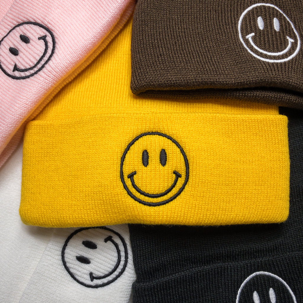 Smiley Face Embroidered Beanie