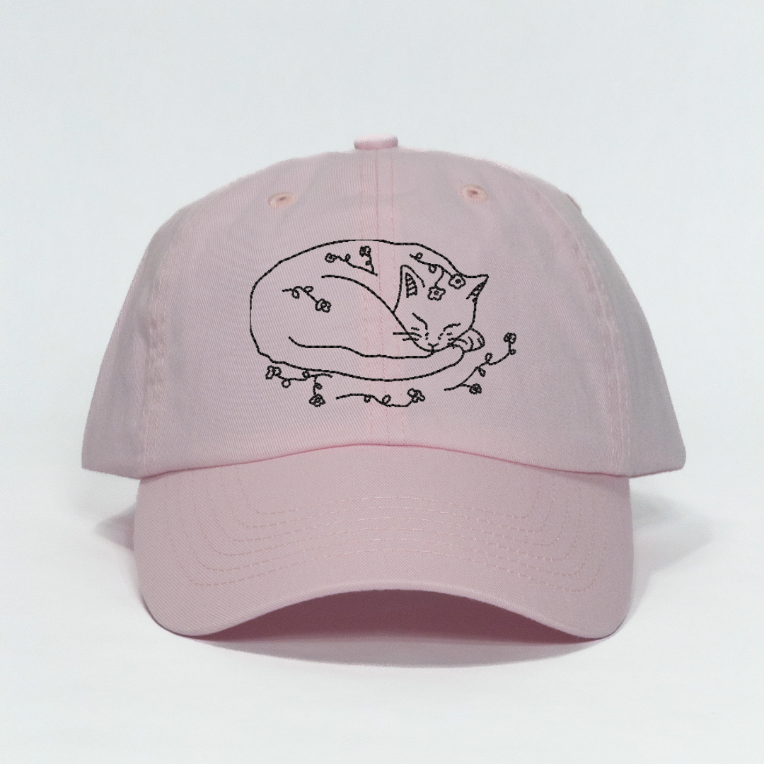 Sleeping Cat Embroidered Dad Hat