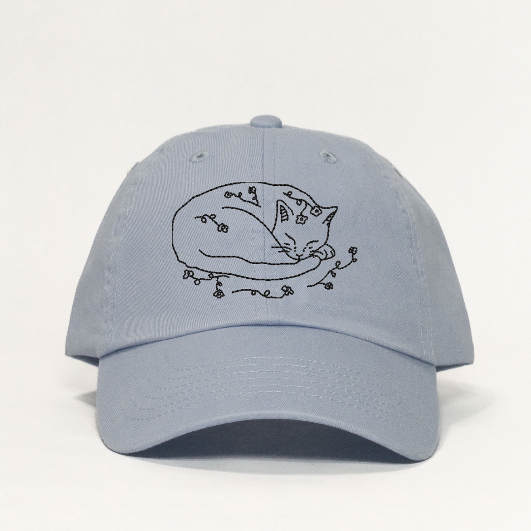 Sleeping Cat Embroidered Dad Hat